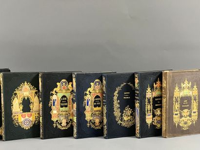 [Romantic boards]. Set of 9 large in-8° volumes...