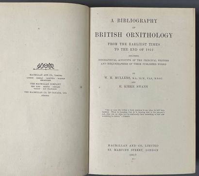[Bibliography. Ornithology]. MULLENS (W.H.),...
