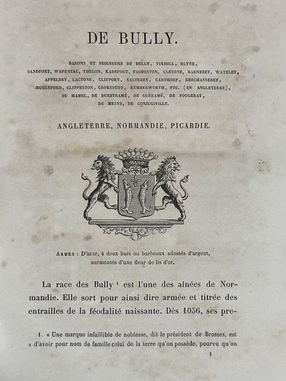 [Genealogy]. NOULENS (Joseph). House of Bully....