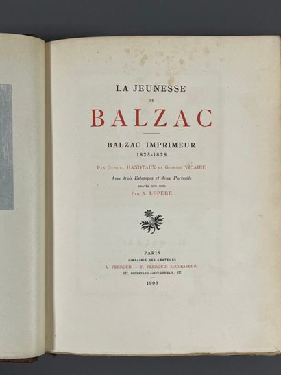 HANOTAUX (Gabriel), VICAIRE (Gabriel). Balzac's...