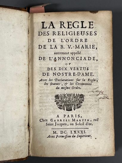 [Annonciade (religious order)]. REGLE (LA)...