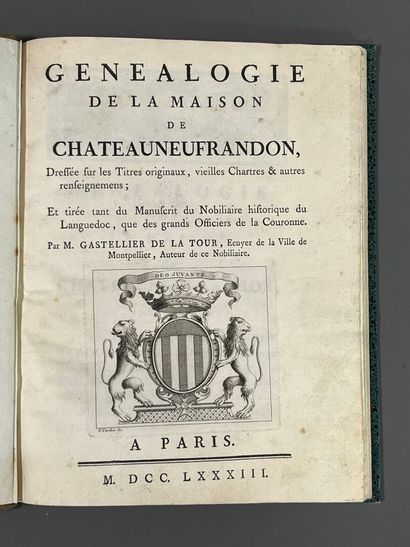 [Genealogy]. GASTELLIER DE LA TOUR (Denis-François)....