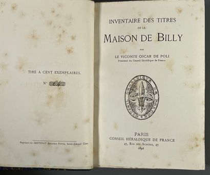 [Genealogy]. POLI (Oscar de). Inventaire...