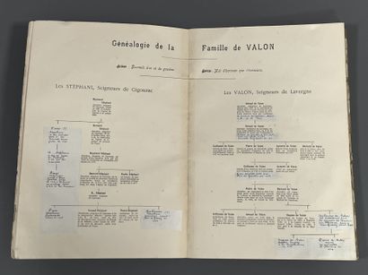 [Genealogy]. VALON (Ludovic de). Essai généalogique...