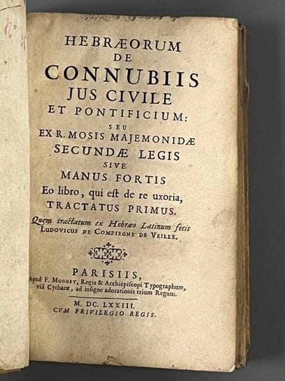 [Hebraica]. MOISE MAIMONIDES. Hebraeorum...