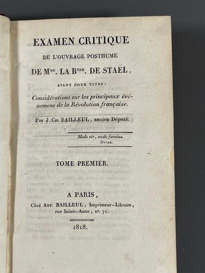 BAILLEUL (J.-Ch.). Examen critique de l'ouvrage...