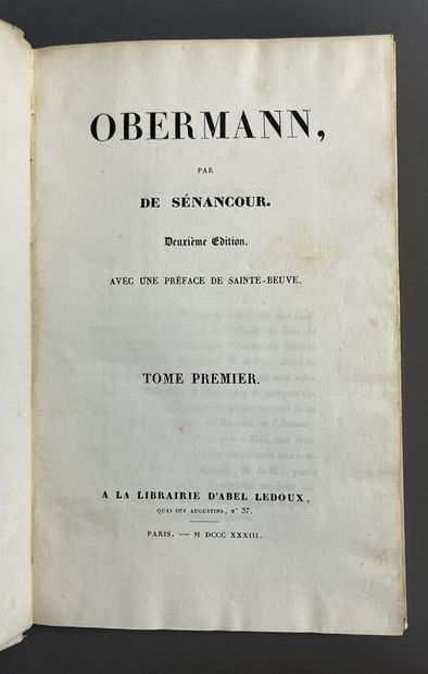 SENANCOUR (Étienne de). Obermann. Deuxième...