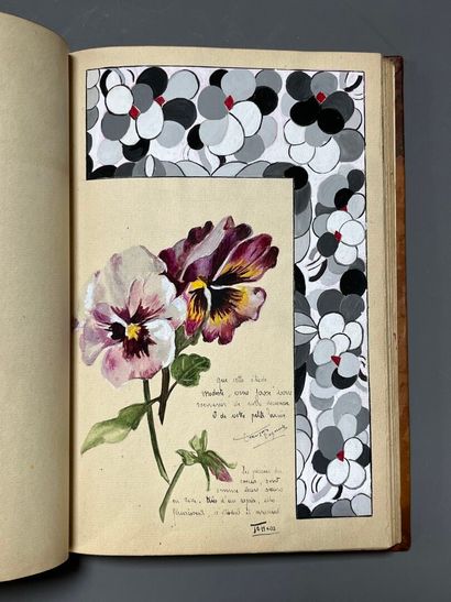 [Album amicorum]. [Reliure cuir repoussé]....