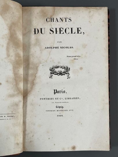 NICOLAS (A.). Chants du siècle. Paris, Ponthieu,...