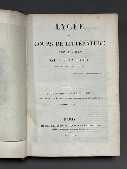 [Reliure]. LA HARPE (Jean François de). Lycée...