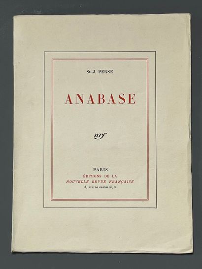SAINT-JOHN PERSE. Anabase. Paris, NRF, 1924....
