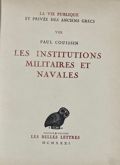 VIE (la) privée des anciens Grecs. P., Belles-Lettres,...