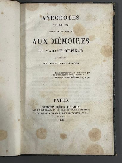 [MUSSET-PATHAY (Victor-Donatien de)]. Anecdotes...