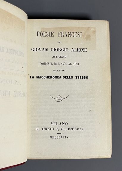 ALIONE (Giovanni Giorgio). Poesie francesi...