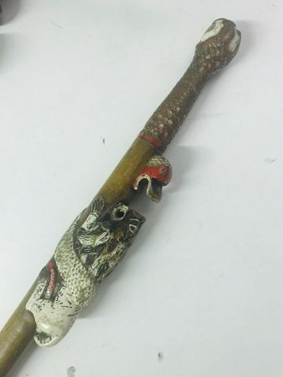 Canne humoristique polychrome, le pommeau...