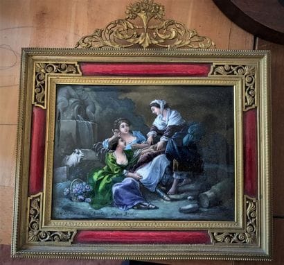 Polychrome enamel on copper. The fortune-teller...