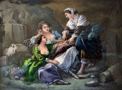 Polychrome enamel on copper. The fortune-teller...