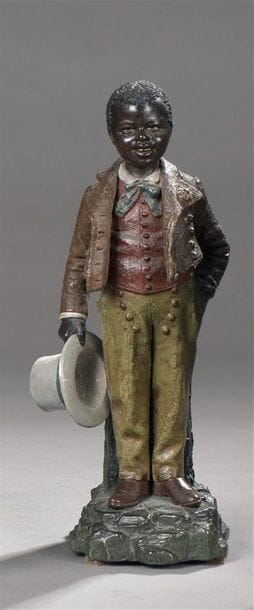 Two polychrome terracotta statuettes adorned...