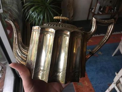 Plain silver water cruet, engraved A, resting...