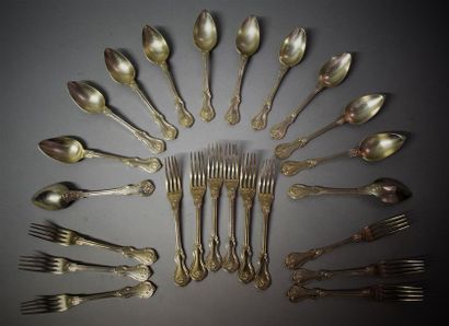 Set in silver plated metal comprising: four-piece...