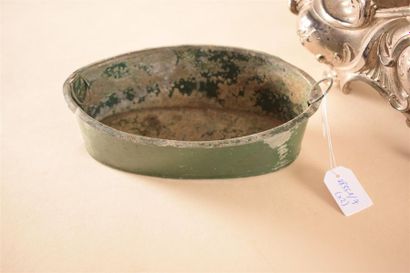 Silver plated metal planter in rocaille shape...