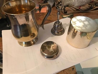 Lot of silver plated metal including a mug,...
