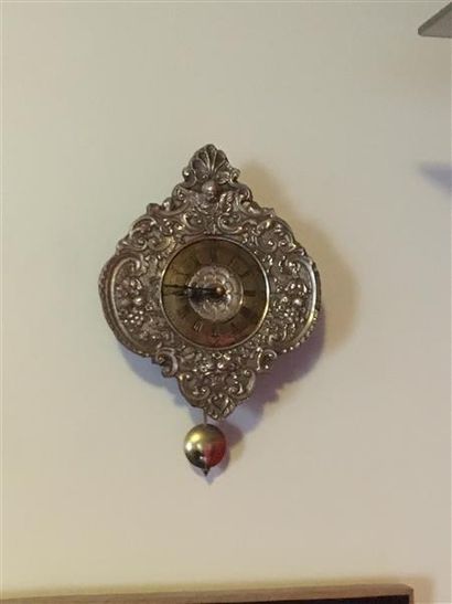 A set of two clocks: - A small gilt bronze...