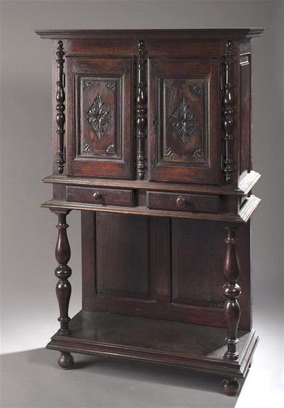 Opening walnut credenza with two leaves and...