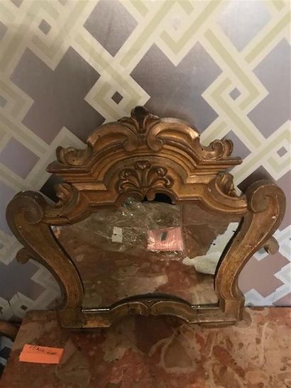 Small pentagonal mirror in moulded wood,...