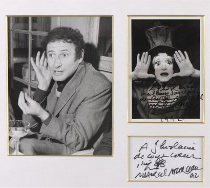 Two autographed photos of Mime Marceau. Framing:...