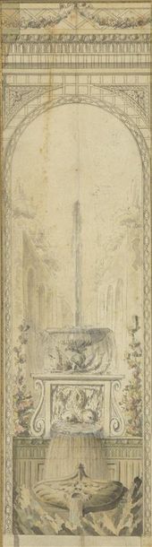 18th century FRENCH SCHOOL Interior fountain...