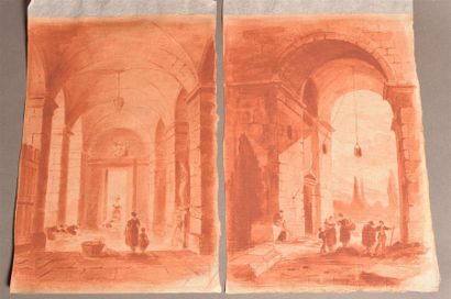 18th century FRENCH school Two views of Italy...