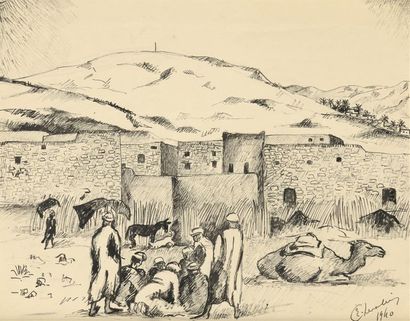 Étienne CHEVALIER (1910-1982) Paysage animé...