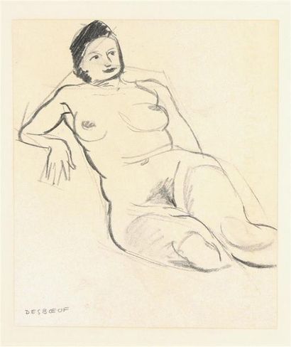 André DESBOEUFS (1890-1960) Nude alangui...