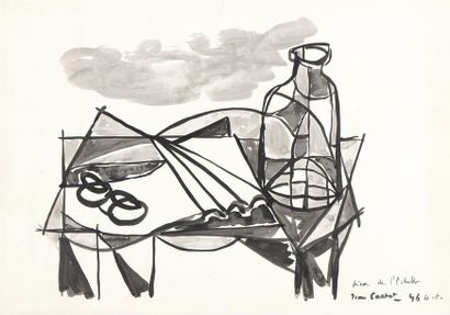 Jean CORTOT (1925-2018) Diner de l'échelle,...
