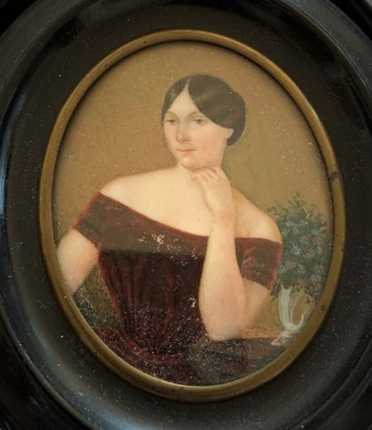 Set of five miniatures. Portraits of women...