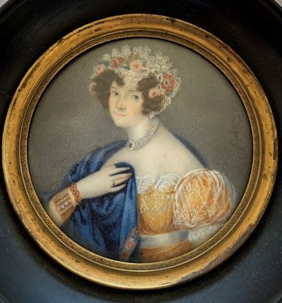 Set of five miniatures. Portraits of women...