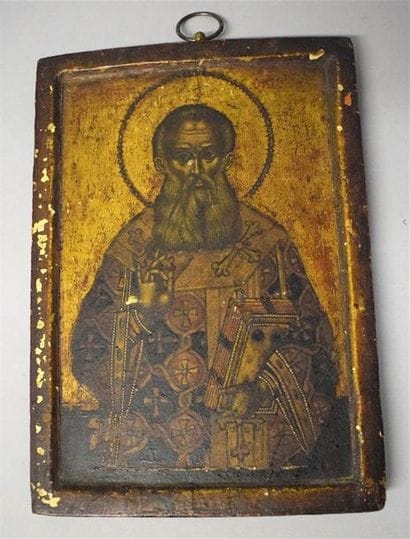 Greek icon on panel, 18th century Saint Athanasius...