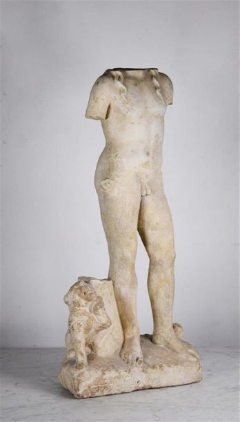 Headless statue representing Dionysus standing....