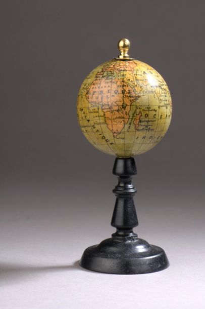 Small study globe. Mounted on a blackened...