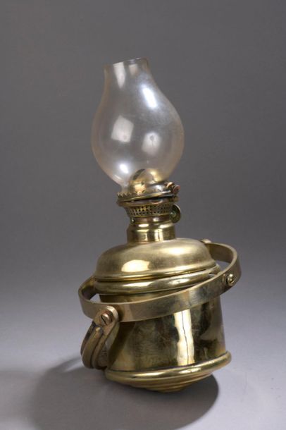 Bronze and brass square lamp mounted on the...