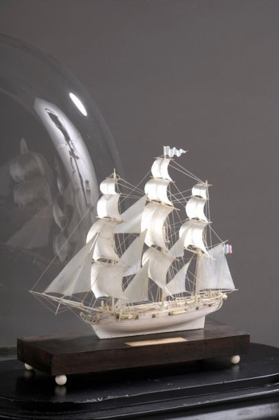 Ivory model. Rigged and veiled light frigate.
The...