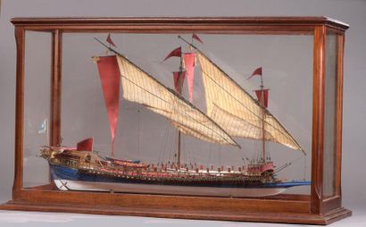 Model of the galley la Réale in painted wood,...