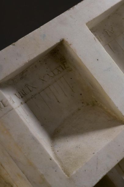Polyhedral garden sundial in white marble.
Equatorial...
