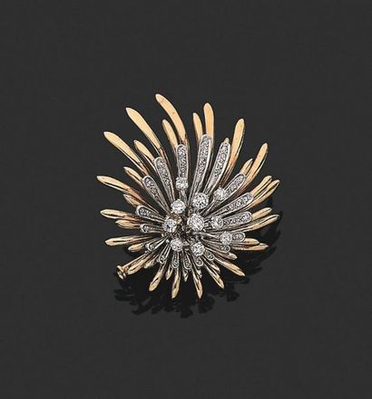 Brooch in 750-thousandths yellow gold and...