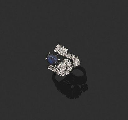 Ring in 750 thousandths white gold and 850...
