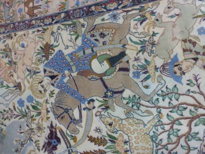 Tapis Ispahan en laine et soie (chaîne en...
