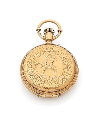 Montre de gousset savonnette en or 750 millièmes...
