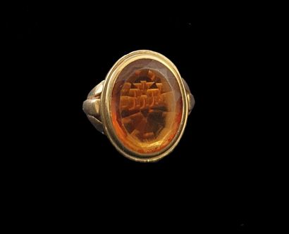 Bague en or jaune 750 millièmes ornée en...