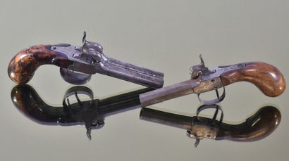 FRANCE

Set of two piston pistols 

One burr-walnut...